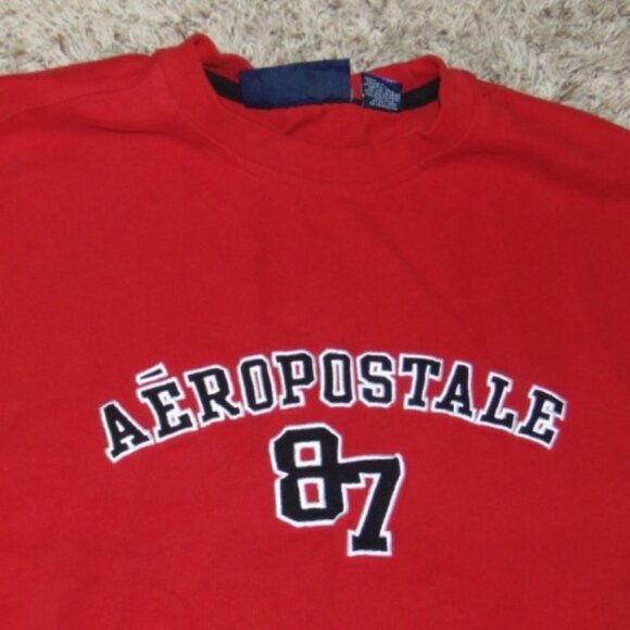 Mens Aeropostale Sweatshirt Large Red Logo Crewneck Long Sleeve Pullover - Picture 2 of 3